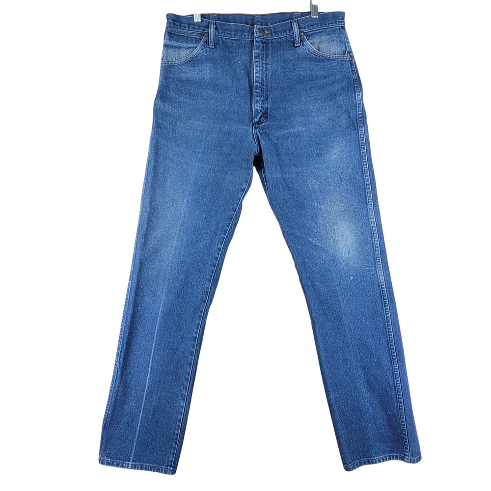 Wrangler Cowboy Cut Jeans Men 35x33.5 Blue Vintage 80's USA Made Western 13MWZ
